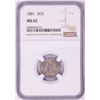 Image 1 : 1881 Three Cent Nickel Coin NGC MS62