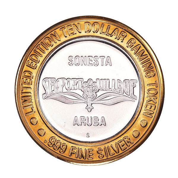 .999 Silver Crystal Casino Aruba $10 Casino Limited Edition Gaming Token