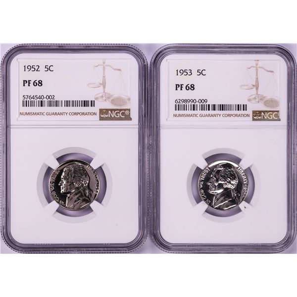 Lot of 1952-1953 Proof Jefferson Nickel Coins NGC PF68