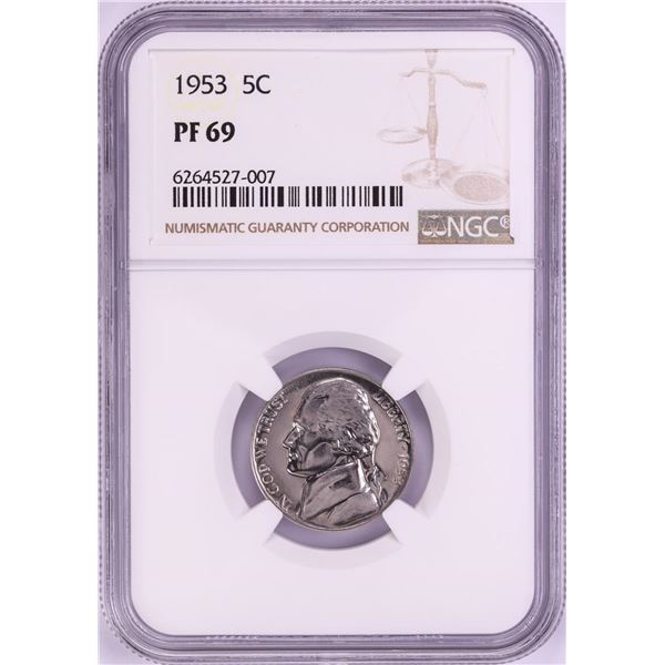 1953 Proof Jefferson Nickel Coin NGC PF69