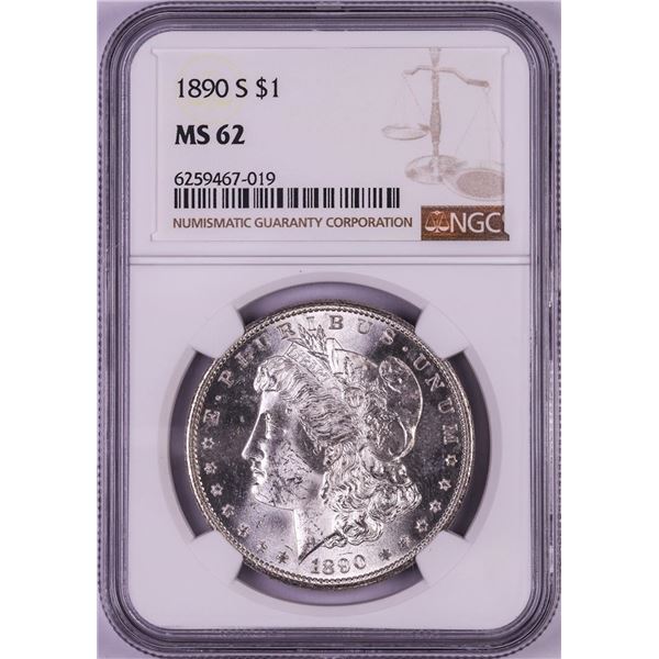 1890-S $1 Morgan Silver Dollar Coin NGC MS62