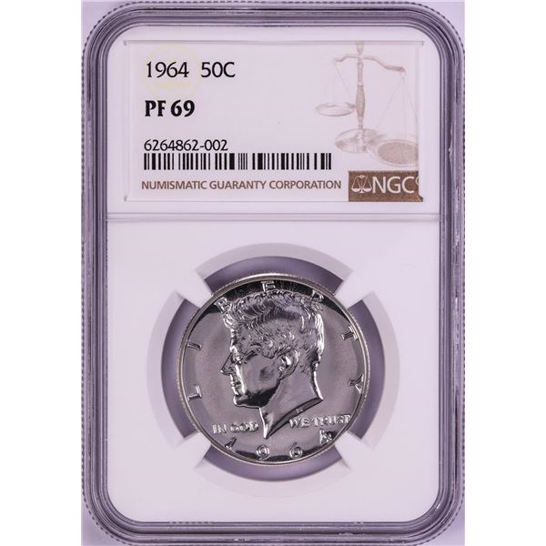 1964 Proof Kennedy Half Dollar Coin NGC PF69