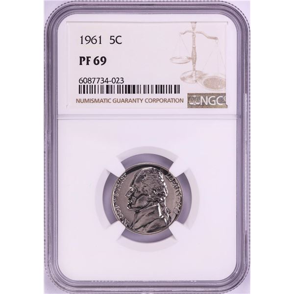 1961 Proof Jefferson Nickel Coin NGC PF69