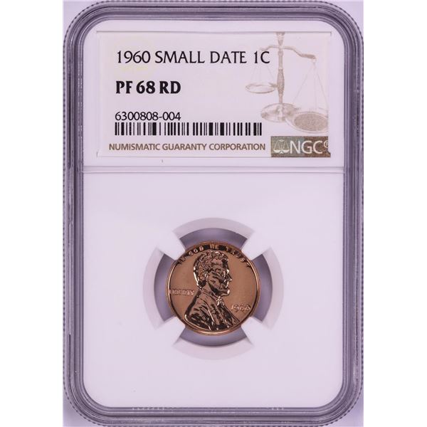 1960 Small Date Proof Lincoln Memorial Cent Coin NGC PF68RD