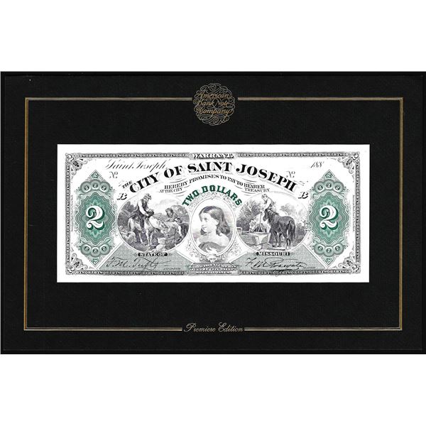 1994 American Bank Note Company Intaglio Print City of Saint Joseph, MO