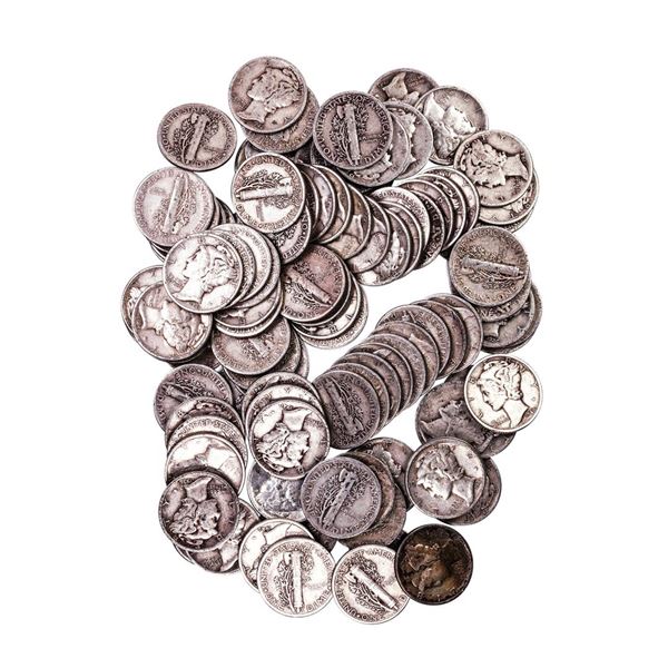 Lot of (100) Assorted Date Mercury Dime Coins