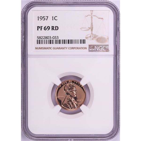 1957 Proof Lincoln Wheat Cent Coin NGC PF69RD