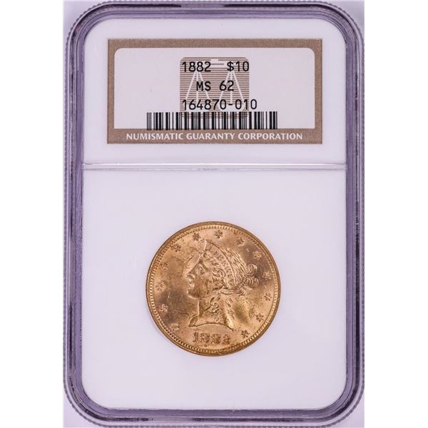 1882 $10 Liberty Head Eagle Gold Coin NGC MS62