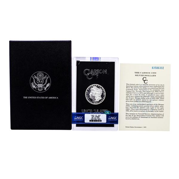 1883-CC $1 Morgan Silver Dollar Coin GSA Hoard NGC MS63 DPL CAC w/Box & COA