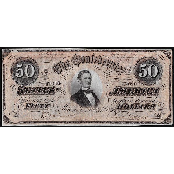1864 $50 The Confederate States of America Note