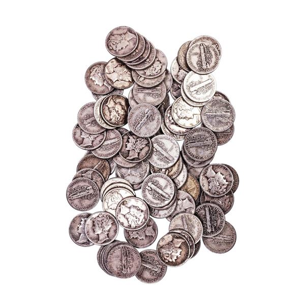 Lot of (100) Assorted Date Mercury Dime Coins