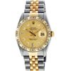 Image 2 : Rolex Men's Two Tone Champagne Diamond Pyramid Bezel Datejust Wristwatch