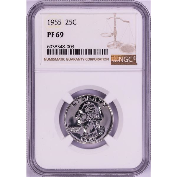 1955 Proof Washington Quarter Coin NGC PF69
