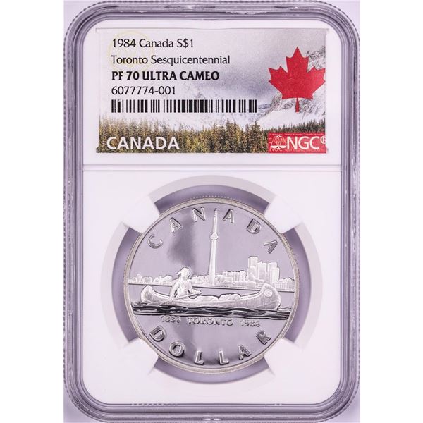 1984 $1 Proof Canada Toronto Sesquicentennial Silver Dollar Coin NGC PF70 Ultra Cameo
