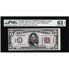 Image 1 : 1934 $5 Hawaii WWII Emergency Issue Federal Reserve Note PMG Choice Uncirculated 63EPQ