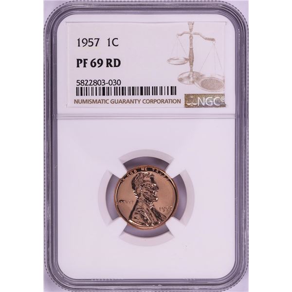 1957 Proof Lincoln Wheat Cent Coin NGC PF69RD