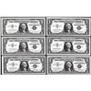 Image 1 : Lot of (6) Uncirculated 1957 & 1957A $1 Silver Certificate Star Notes