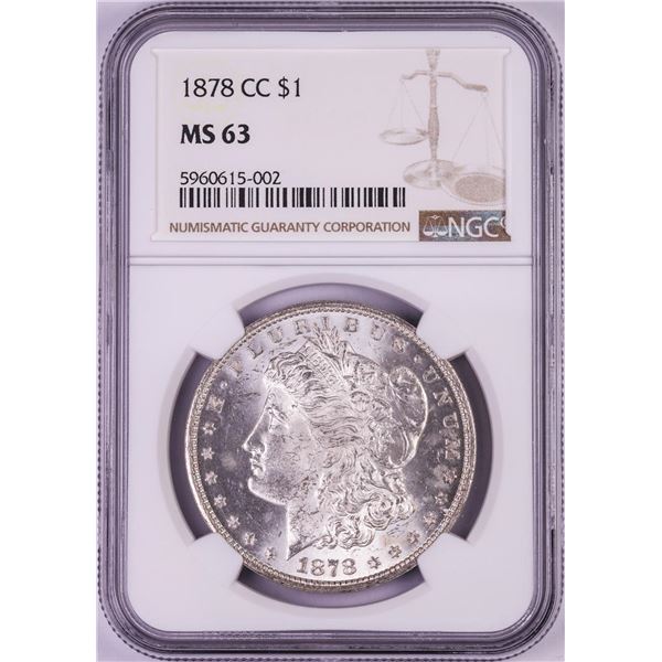 1878-CC $1 Morgan Silver Dollar Coin NGC MS63