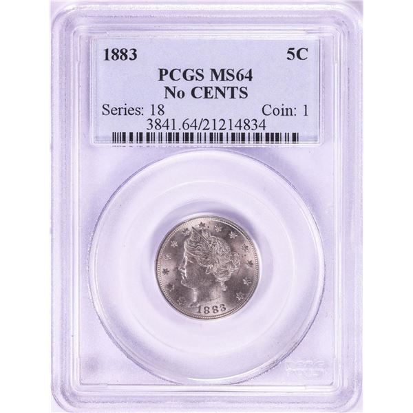 1883 No Cents Liberty V Nickel Coin PCGS MS64