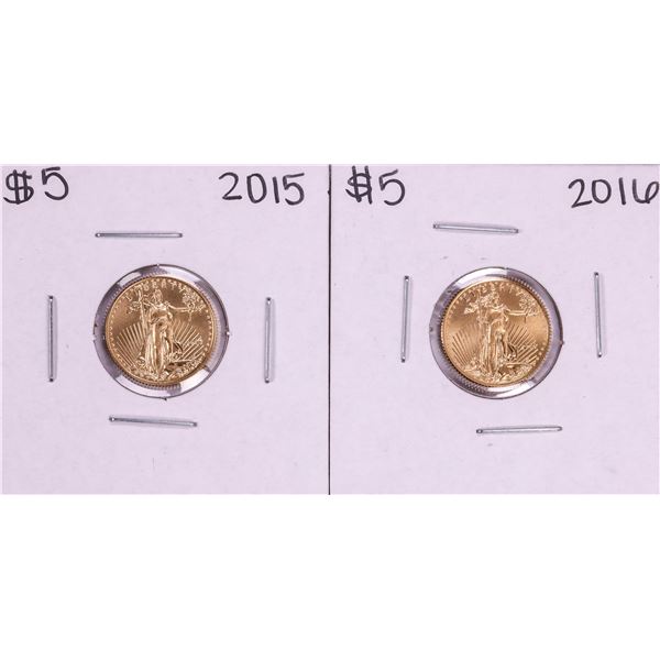 Lot of 2015-2016 $5 American Gold Eagle Coins