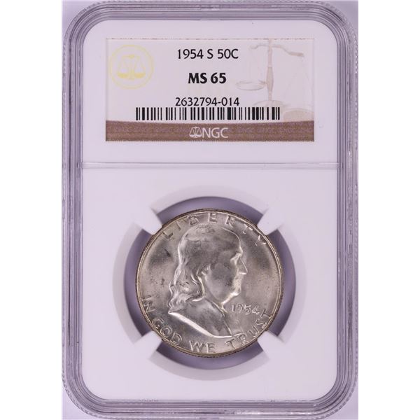 1954-S Franklin Half Dollar Coin NGC MS65