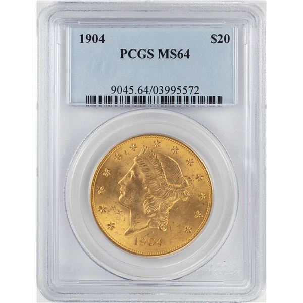 1904 $20 Liberty Head Double Eagle Gold Coin PCGS MS64