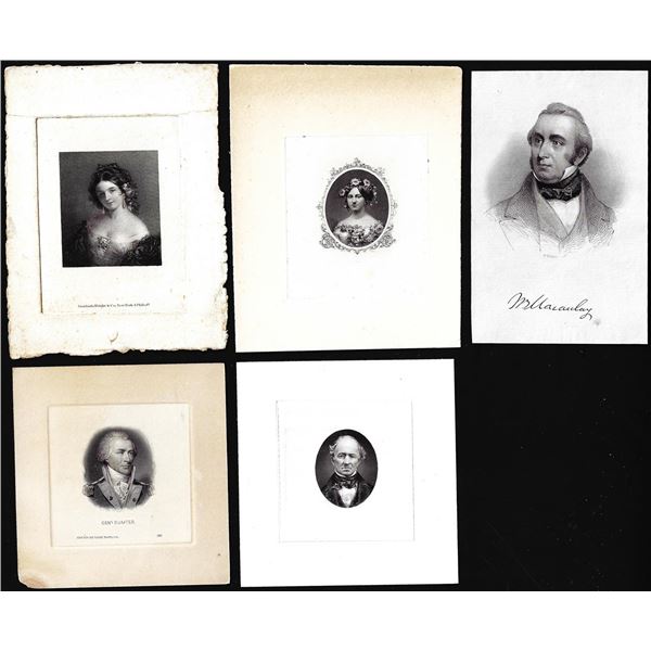 Lot of (5) 1800's Vignette from Original Proof Plates