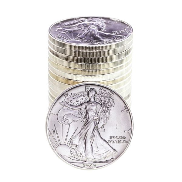 Roll of (20) Brilliant Uncirculated 1986 $1 American Silver Eagle Coins
