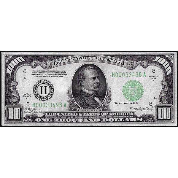 1934A $1,000 Federal Reserve Bank Note St. Louis