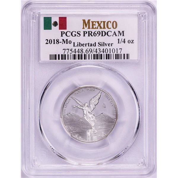 2018-Mo Mexico Proof 1/4 oz Silver Libertad Coin PCGS PR69DCAM