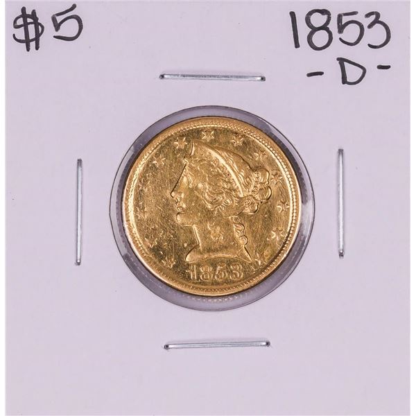 1853-D $5 Liberty Head Half Eagle Gold Coin