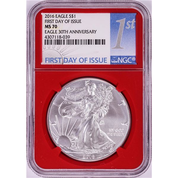 2016 $1 American Silver Eagle Coin NGC MS70 First Day of Issue