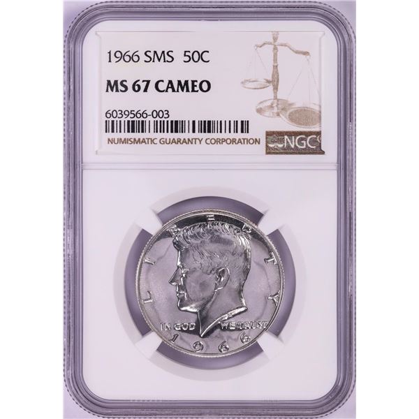 1966 SMS Kennedy Half Dollar Coin NGC MS67 Cameo