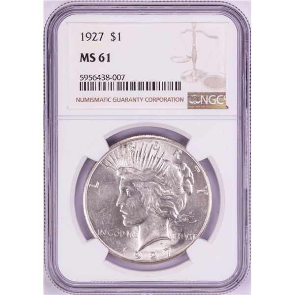 1927 $1 Peace Silver Dollar Coin NGC MS61