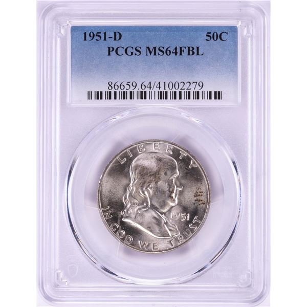 1951-D Franklin Half Dollar Coin PCGS MS64FBL