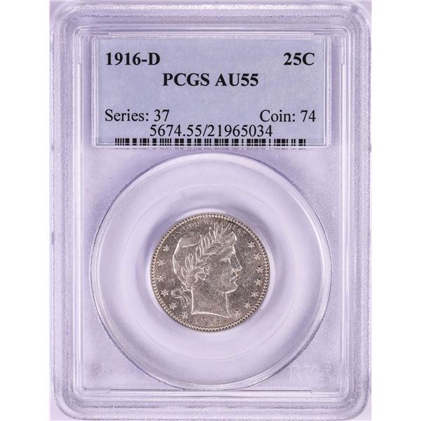 1916-D Barber Quarter Coin PCGS AU55