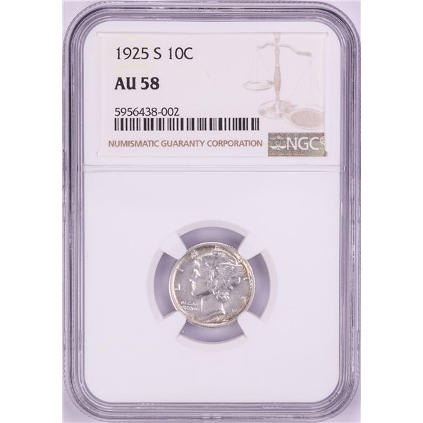 1925-S Mercury Dime Coin NGC AU58