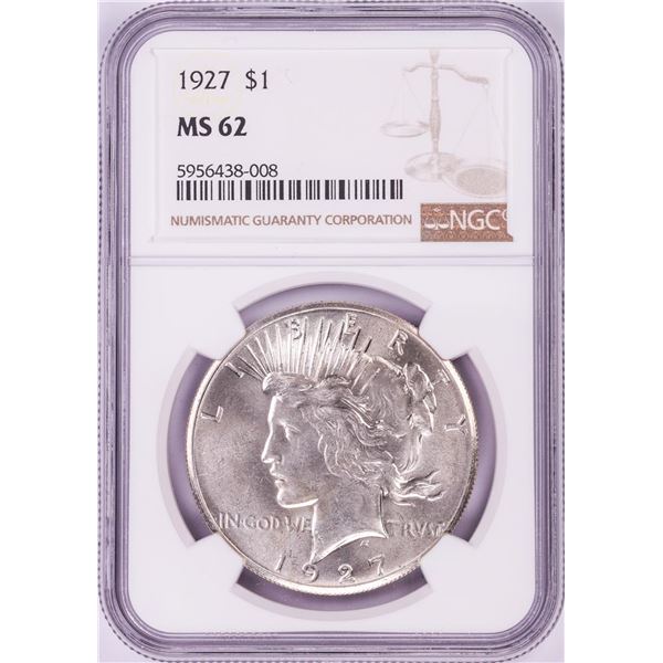 1927 $1 Peace Silver Dollar Coin NGC MS62