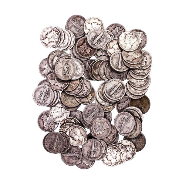 Lot of (100) Assorted Date Mercury Dime Coins