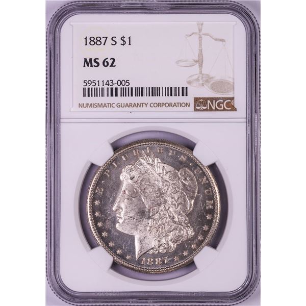 1887-S $1 Morgan Silver Dollar Coin NGC MS62