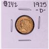 Image 1 : 1925-D $2 1/2 Indian Head Quarter Eagle Gold Coin