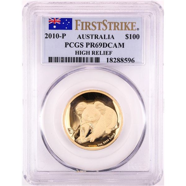 2010-P Australia $100 Proof Koala High Relief Gold Coin PCGS PR69DCAM
