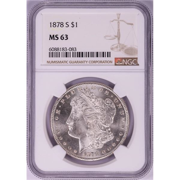 1878-S $1 Morgan Silver Dollar Coin NGC MS63