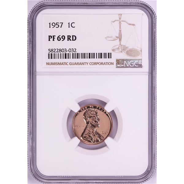 1957 Proof Lincoln Wheat Cent Coin NGC PF69RD