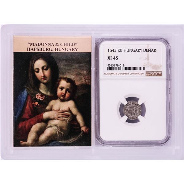 1551 KB Hungary Denar 'Madonna and Child' Coin NGC XF40 w/ Story Box