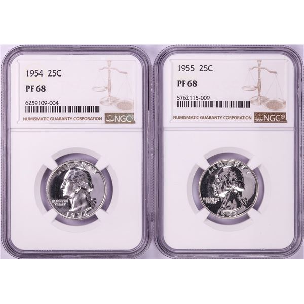 Lot of 1954-1955 Proof Washington Quarter Coins NGC PF68