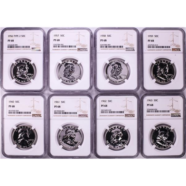 Lot of 1956-1963 Proof Franklin Half Dollar Coins NGC PF68
