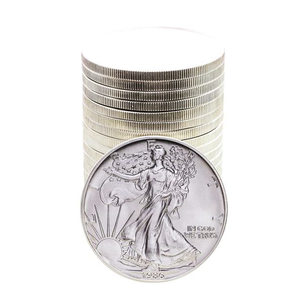 Roll of (20) Brilliant Uncirculated 1986 $1 American Silver Eagle Coins