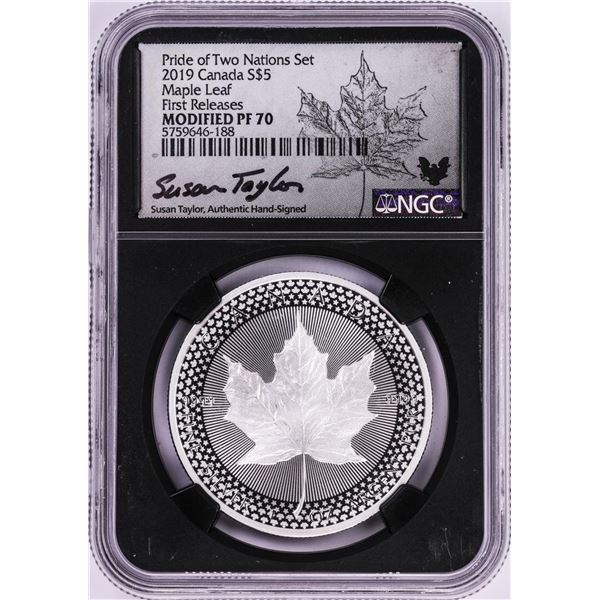 2019 Canada $5 Pride of Two Nations Silver Maple Leaf Coin NGC PF70 Modified First Release