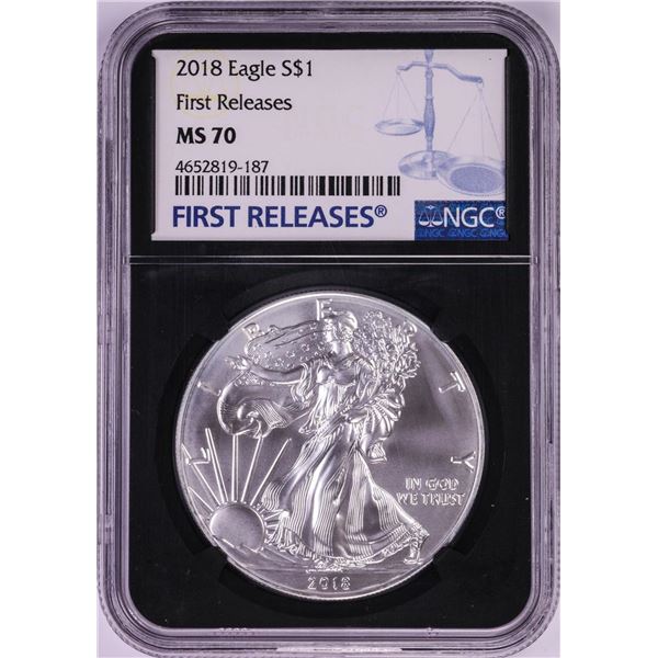 2018 $1 American Silver Eagle Coin NGC MS70 First Releases